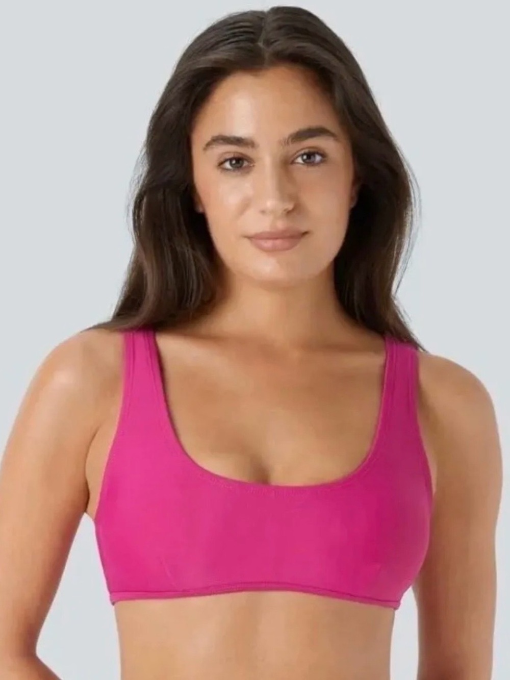 Halara Solid U Neck Bikini Top Swimsuit Pink